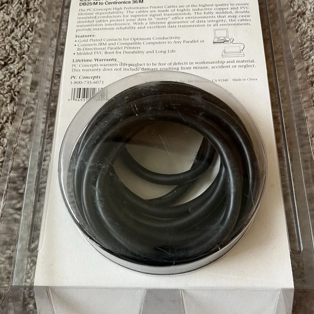 *New* PC Concepts Printer Cable, IEEE-1284 Compliant, 10 ft. 12380